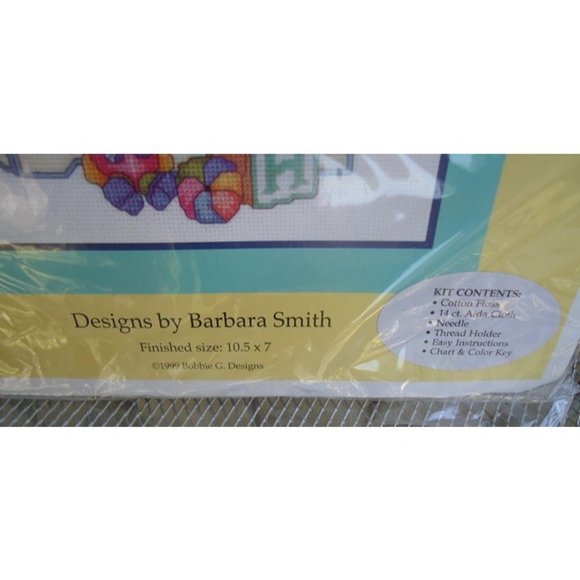 NIP Vintage 1999 Bobbie G Designs New Baby Counted Cross Stitch Kit NB1699 - Picture 5 of 5